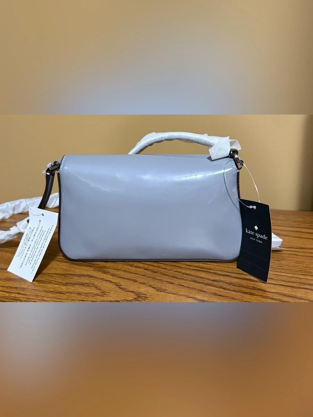 Kate Spade Reegan Patent Fabric Mini Flap Crossbody in Pavement - NWT